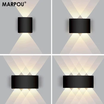MARPOU 야외 방수 벽 램프, IP65 벽 조명, 가정용 AC110-220V, 정원 조명, 야외 조명 장식, 2 W, 4 W, 6 W, 8 W, 10W 상품 이미지