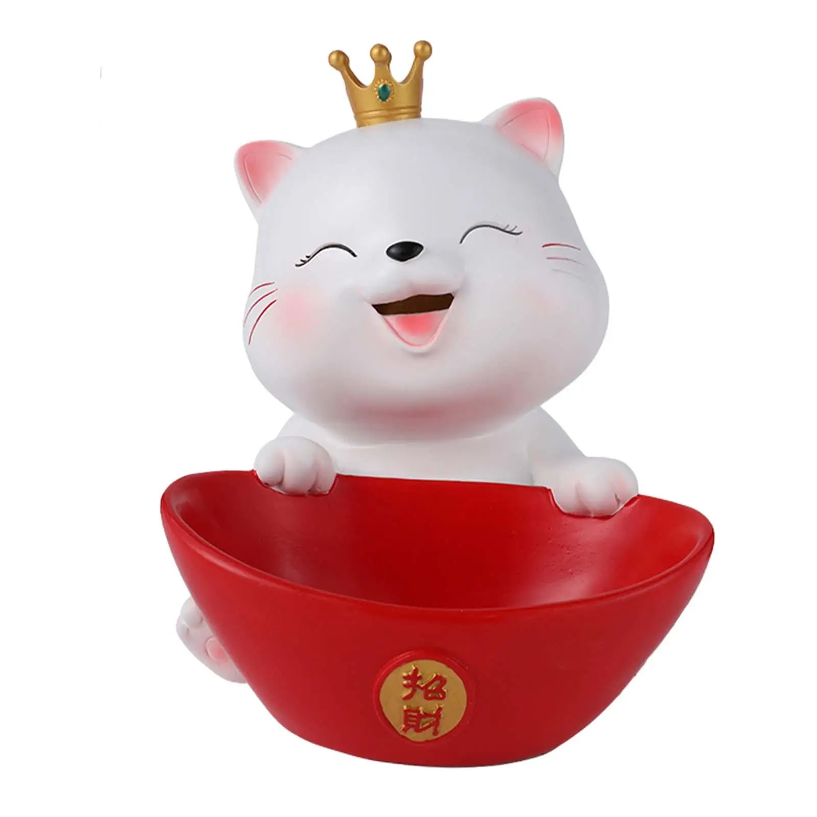 

Cat Statue Storage Bowl Piggy Bank Decorative Durable Resin Kitten Money Bank Art Figurine for Housewarming Farmhouse