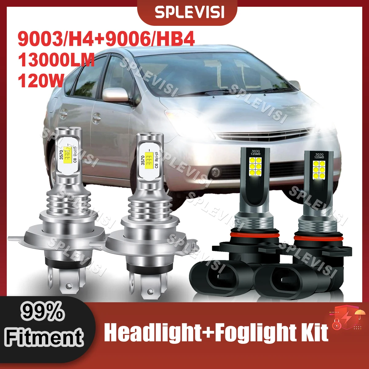 

Plug And Play LED Headlight H4/9003 High Low Beam 9006/HB4 Foglight Kit 13000LM For Toyota Prius 2004 2005 2006 2007 2008 2009