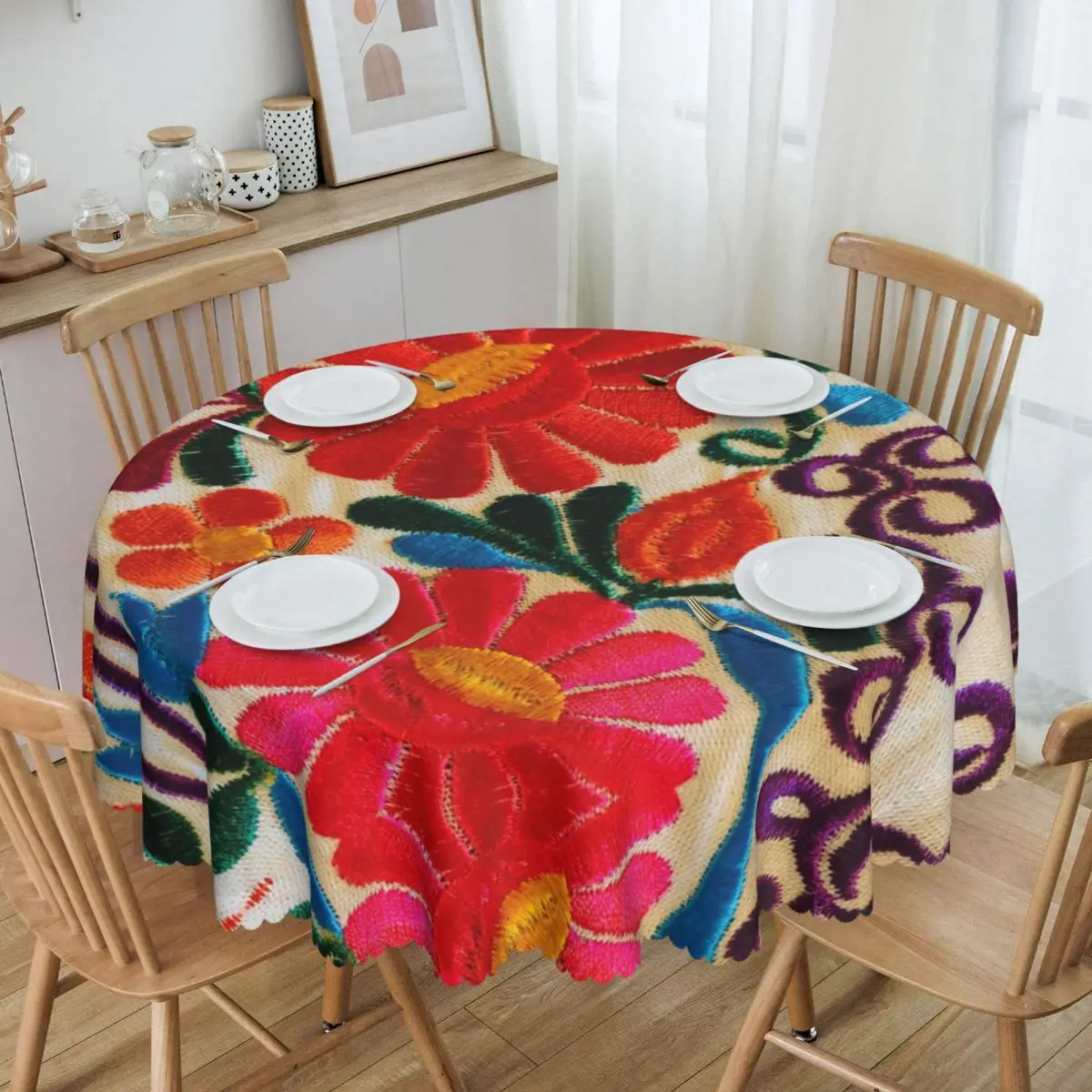 Round Mexican Flowers Embroidery Art Tablecloth Waterproof Oil-Proof Table Covers 60 inches Textile Floral Folk Table Cloth
Round Mexican Flowers Embroidery Art Tablecloth Waterproof Oil-Proof Table Covers 60 inches Textile Floral Folk Table Cloth