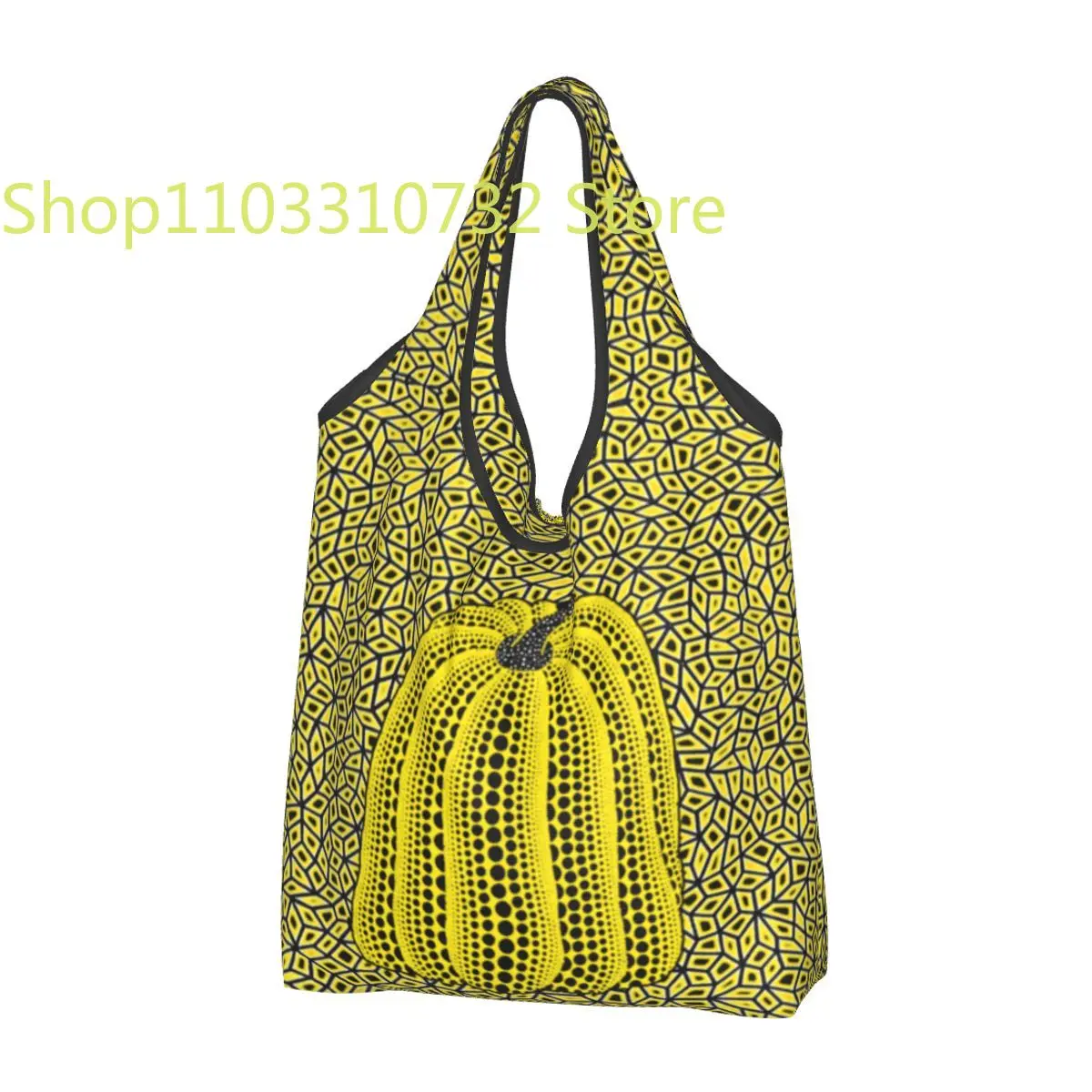 

Reusable Yayoi Kusama Dots Pumpkin Infinite Nets Grocery Bag Foldable Washable Shopping Bag Extra Large Folding Tote Storage Bag