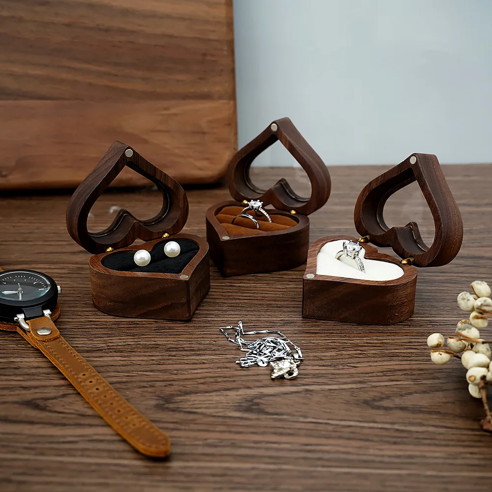Wedding Love Ring Box Heart-shaped Walnut Storage Packaging Gift Container Heart-shaped Wooden Ear Stud Earrings Box
Wedding Love Ring Box Heart-shaped Walnut Storage Packaging Gift Container Heart-shaped Wooden Ear Stud Earrings Box
