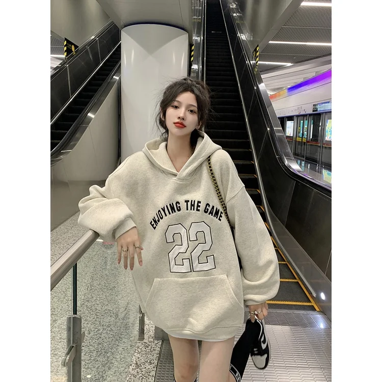 American Hooded Printed Sweater for Women in Autumn Letters Loose Fitting Medium Length Long Sleeves Sweatshirt
American Hooded Printed Sweater for Women in Autumn Letters Loose Fitting Medium Length Long Sleeves Sweatshirt