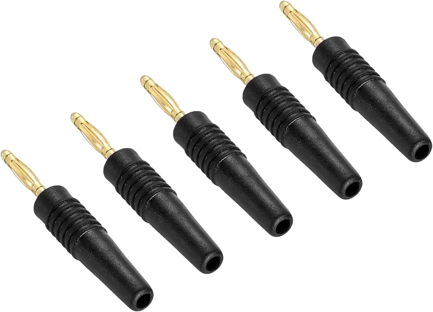 

5 Pack Banana Plugs Connector Solder Type Speaker Banana Plugs 2mm Gold-Plated Copper Black for Speaker Wires
