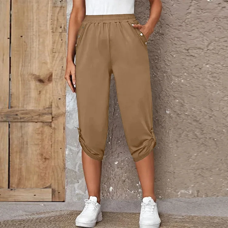 Women's Elastic Waist Crop Sweatpants Loose Fit Casual Summer Capris with Pockets Roll-Up Bottoms S-3XL 33 S75a46e7b93154cf39a6d90c5e4bc0e76X