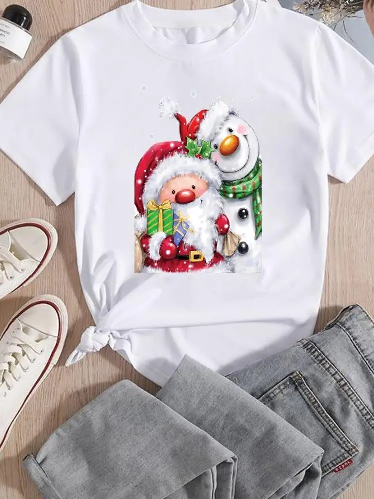 Snowman Trend Lovely Style Tee Clothing Short Sleeve T-Shirts Women Lady Christmas New Year Printed Fashion Graphic T Top
Snowman Trend Lovely Style Tee Clothing Short Sleeve T-Shirts Women Lady Christmas New Year Printed Fashion Graphic T Top