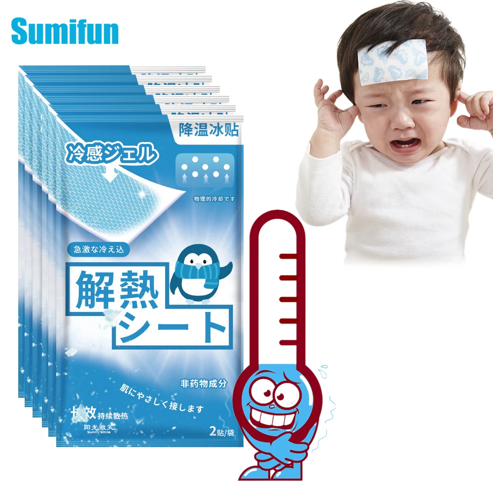 

10/20/30Pcs Fever Down Cooling Patch For Baby Low Temperature Ice Gel Pads Relieve Headache Dizziness Heatstroke Medical Plaster