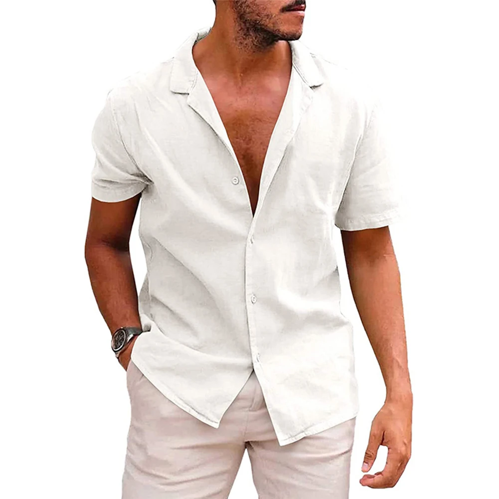 

Рубашка мужская с воротником-ремешком, Повседневная Блузка на пуговицах, топ с коротким рукавом, доступная брендовая модная сорочка