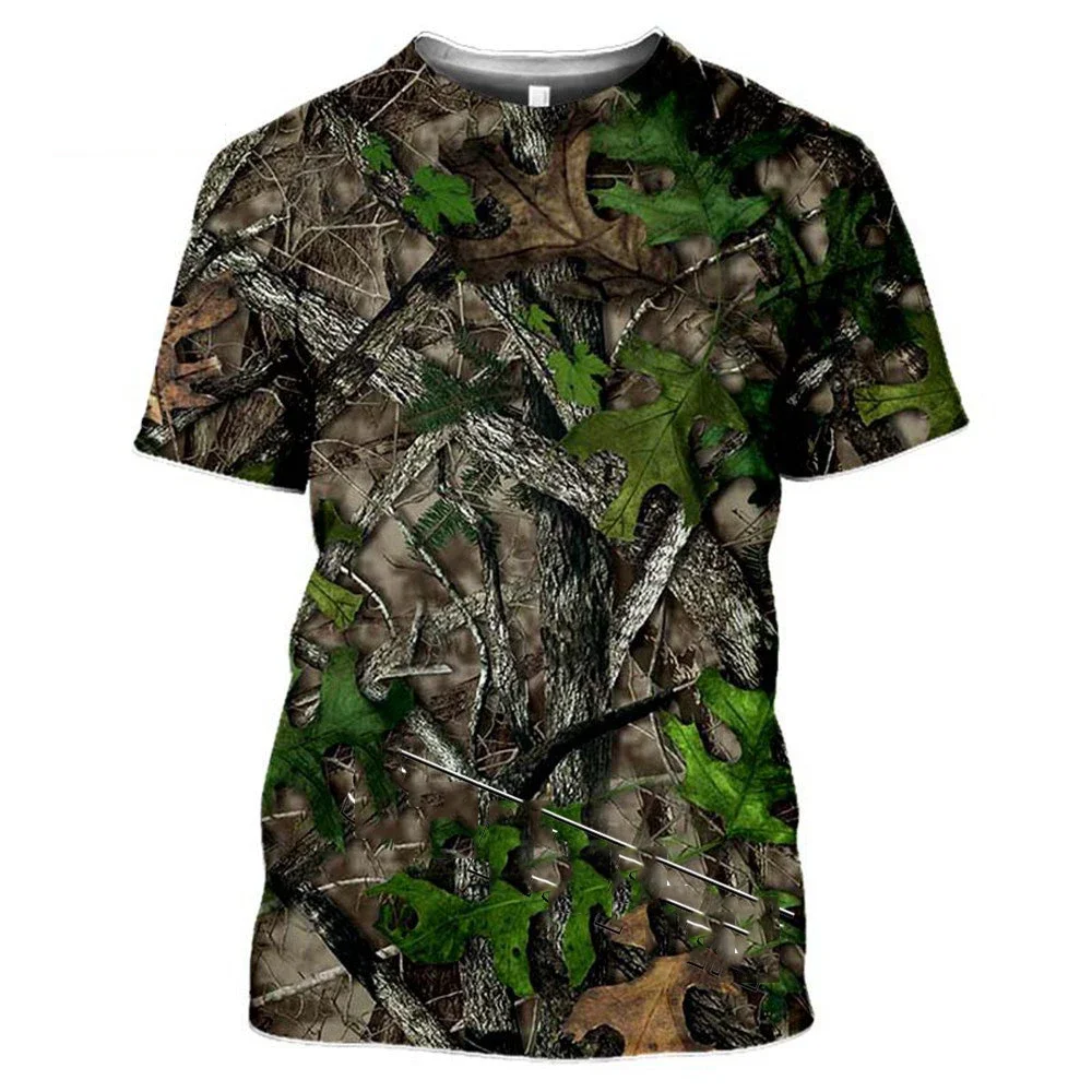 

2024 Summer Jungle Camouflage Camouflage T-shirt, Outdoor Camping Hunting Short-sleeved Men's Casual, Procurement, Oversized Top