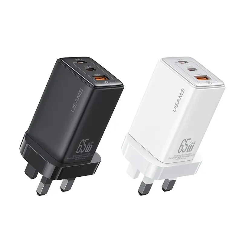 

Черно-белые USB зарядные устройства и адаптеры GaN 65 Вт Настенный адаптер для быстрой зарядки вилка стандарта Великобритании зарядное устройство для планшетов