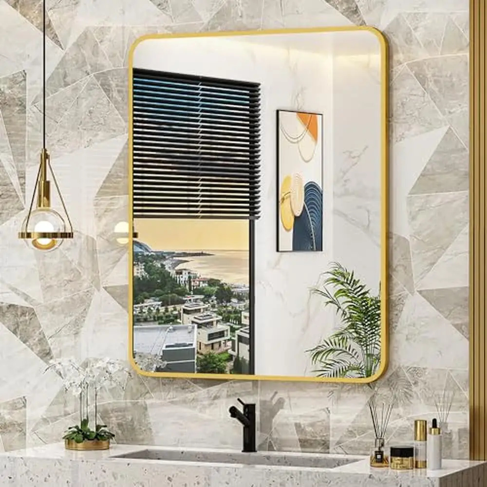 24x30 Inch Metal Framed Bathroom Mirror Medicine Cabinet Recessed or Wall Mounted Mirrored Cabinet- Adjustable Shelves Elegant
24x30 Inch Metal Framed Bathroom Mirror Medicine Cabinet Recessed or Wall Mounted Mirrored Cabinet- Adjustable Shelves Elegant