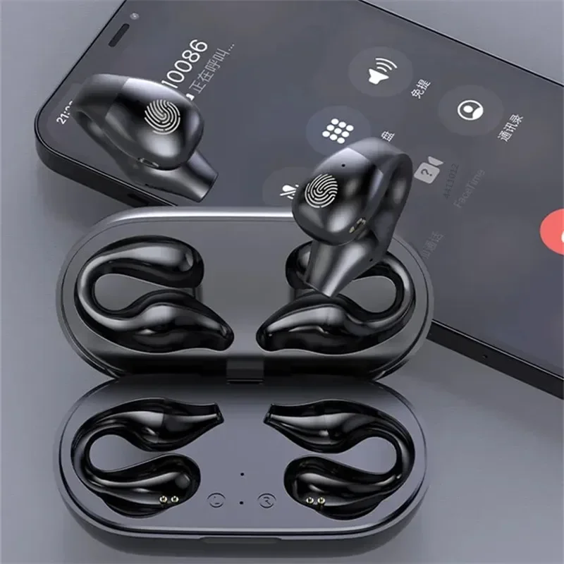 

Wireless Bone Conduction Headset TWS Bluetooth Earphones Headphones Clip Ear Music Noise Canceling Stereo earbuds HD Call Sports