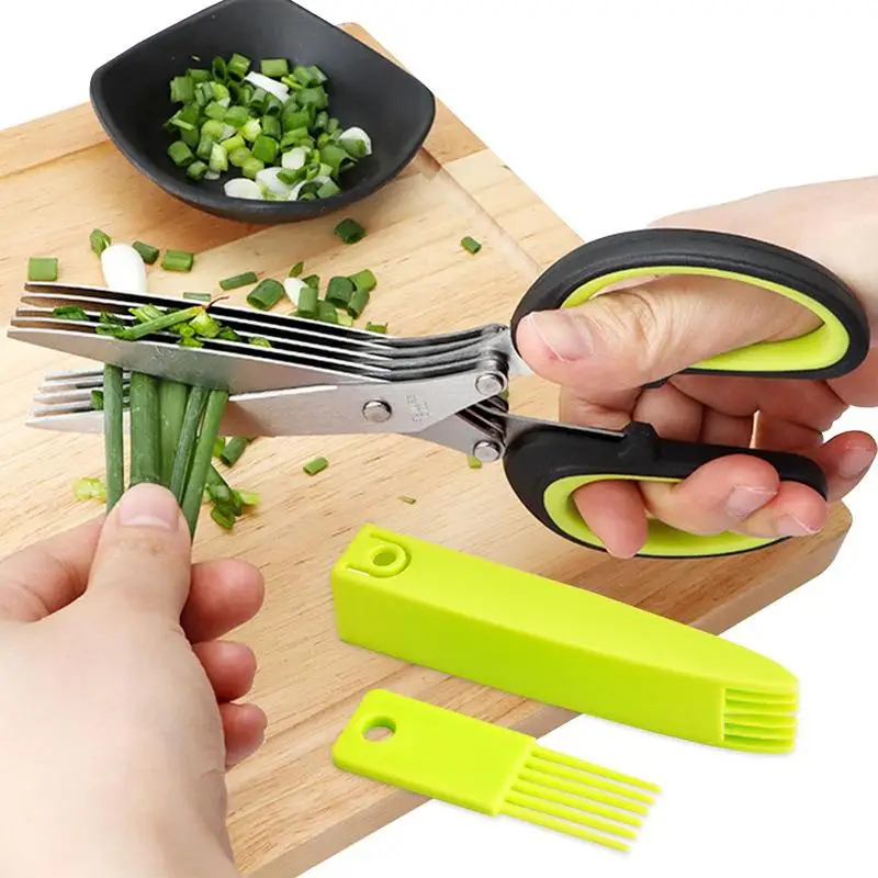 

Stainless Steel Scissor Multi-Layer Cutting Shears Herb Cutting Shears With Safety Cover Scissors 5Layers Stainless Meat Shears