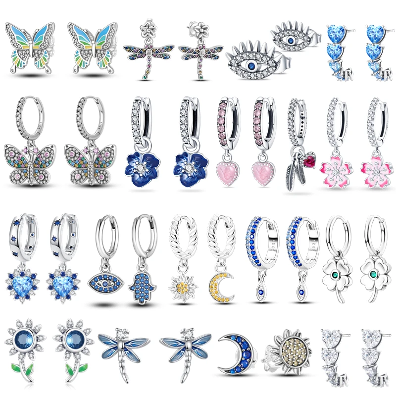 Real 100% 925 Sterling Silver Sparkling Butterfly Flower Sun Blue Evil Eyes Earrings For Women Fashion Jewelry Wedding Party
Real 100% 925 Sterling Silver Sparkling Butterfly Flower Sun Blue Evil Eyes Earrings For Women Fashion Jewelry Wedding Party