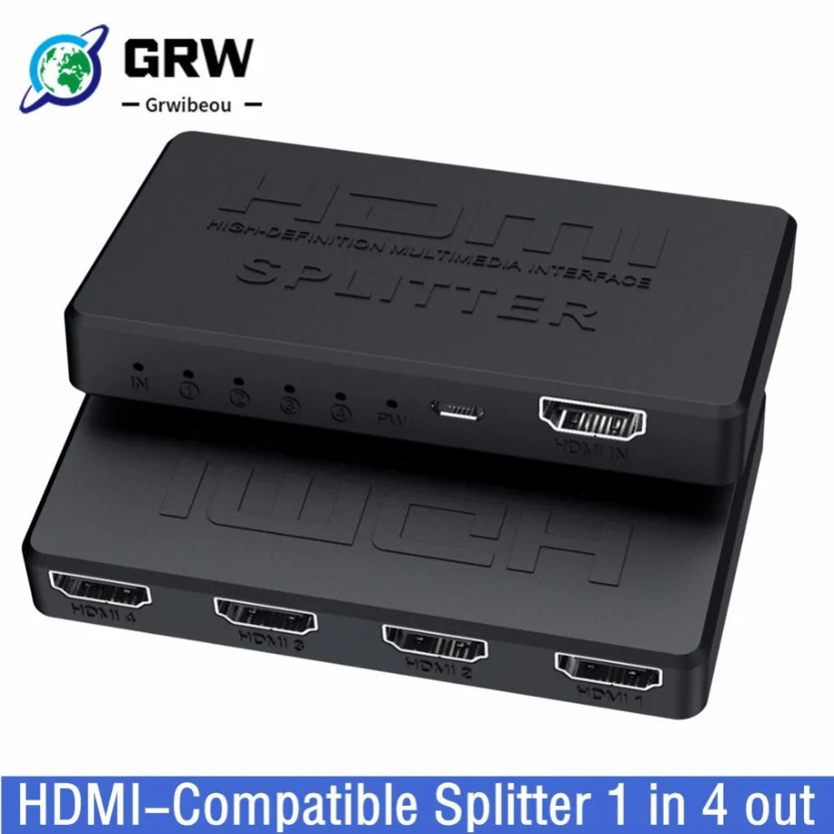 

4K 2K HDMI Splitter 1 in 4 out 4x1 HDMI Switch HDMI-compatible Adapter HD 1080P Video Switcher For Xbox PS4 DVD HDTV PC Laptop