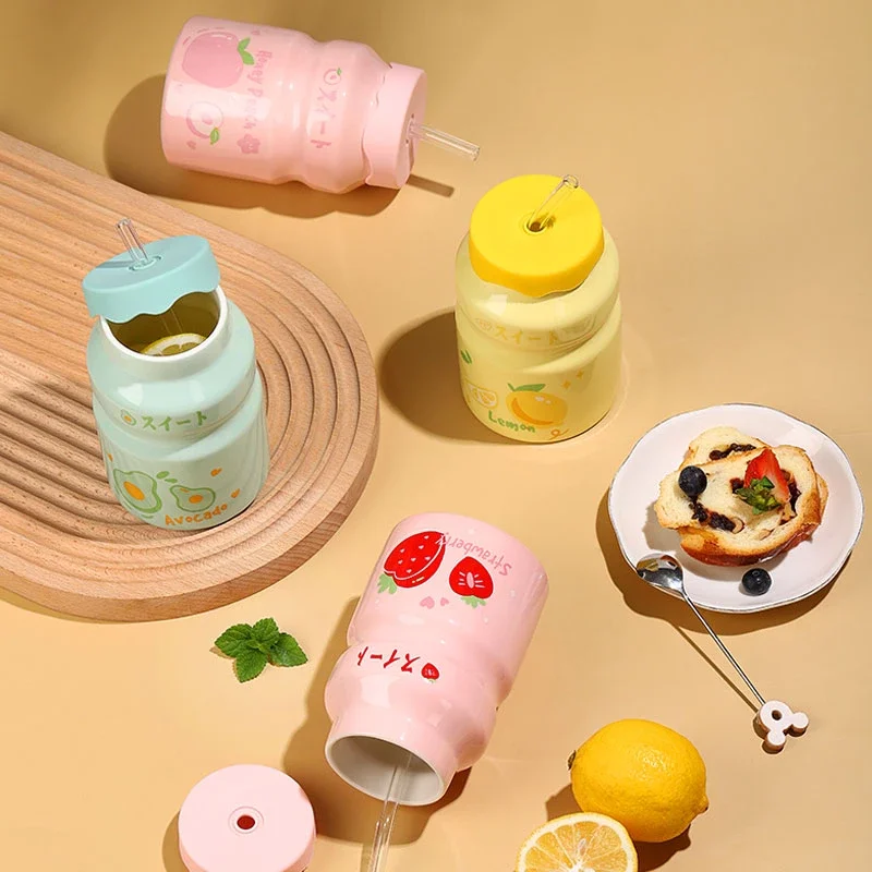Cartoon Cute Yogurt with Lid Straw Ceramic Mug Student Dormitory Office Coffee Milk Ceramic Mug Cute Water Bottle with Straw
Cartoon Cute Yogurt with Lid Straw Ceramic Mug Student Dormitory Office Coffee Milk Ceramic Mug Cute Water Bottle with Straw