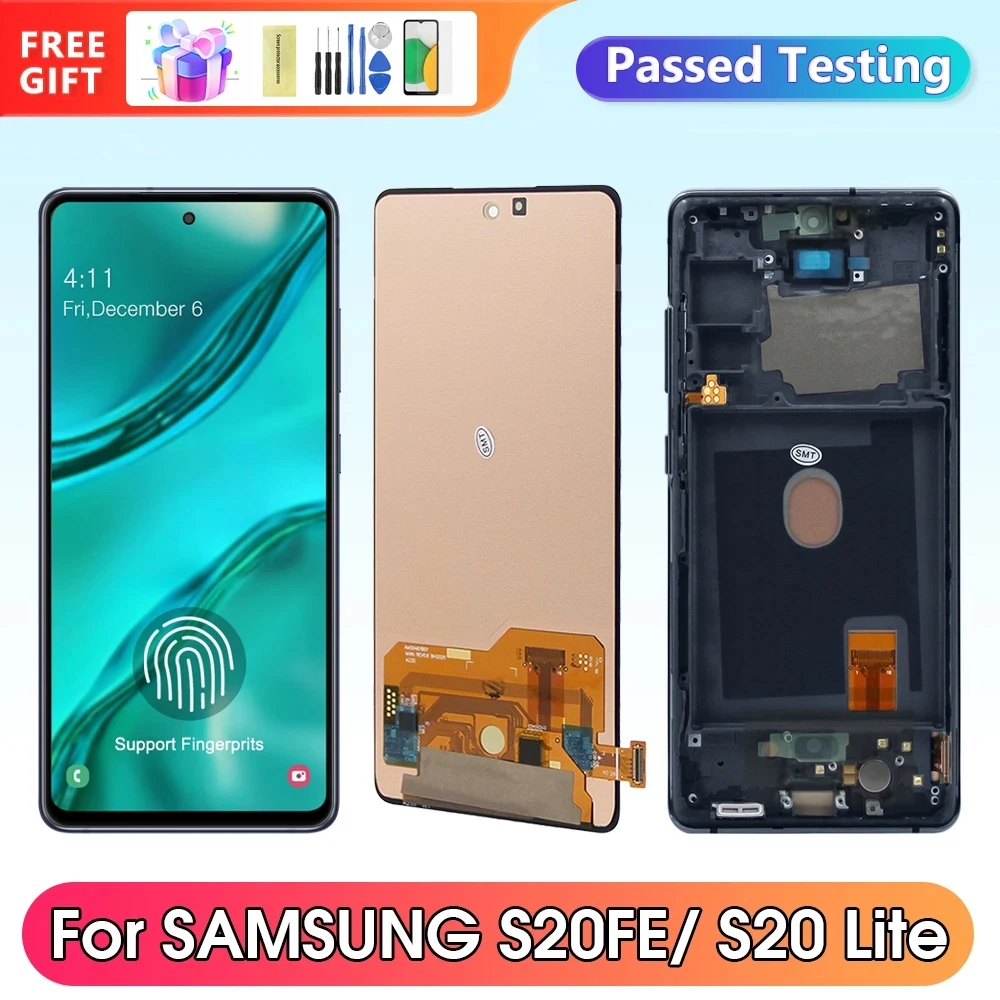 

6.5" S20 Lite Display Screen for Samsung Galaxy S20 FE G780F G781B Lcd Display Digital Touch Screen with Frame Replacement