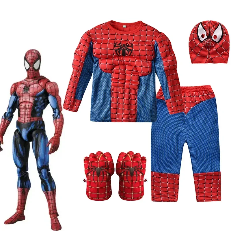 

Avengers Superhero Spiderman Captain America Cosplay Costume Boy Kids Clothes Hulk Muscle Suit Halloween Carnival Birthday Party