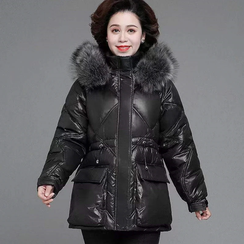 Women's Casual Down Cotton-Padded Jacket, Fur Collar, Hooded Warm Parker Coat, Glossy Jacket, Short Overcoat, Winter, New
Women's Casual Down Cotton-Padded Jacket, Fur Collar, Hooded Warm Parker Coat, Glossy Jacket, Short Overcoat, Winter, New