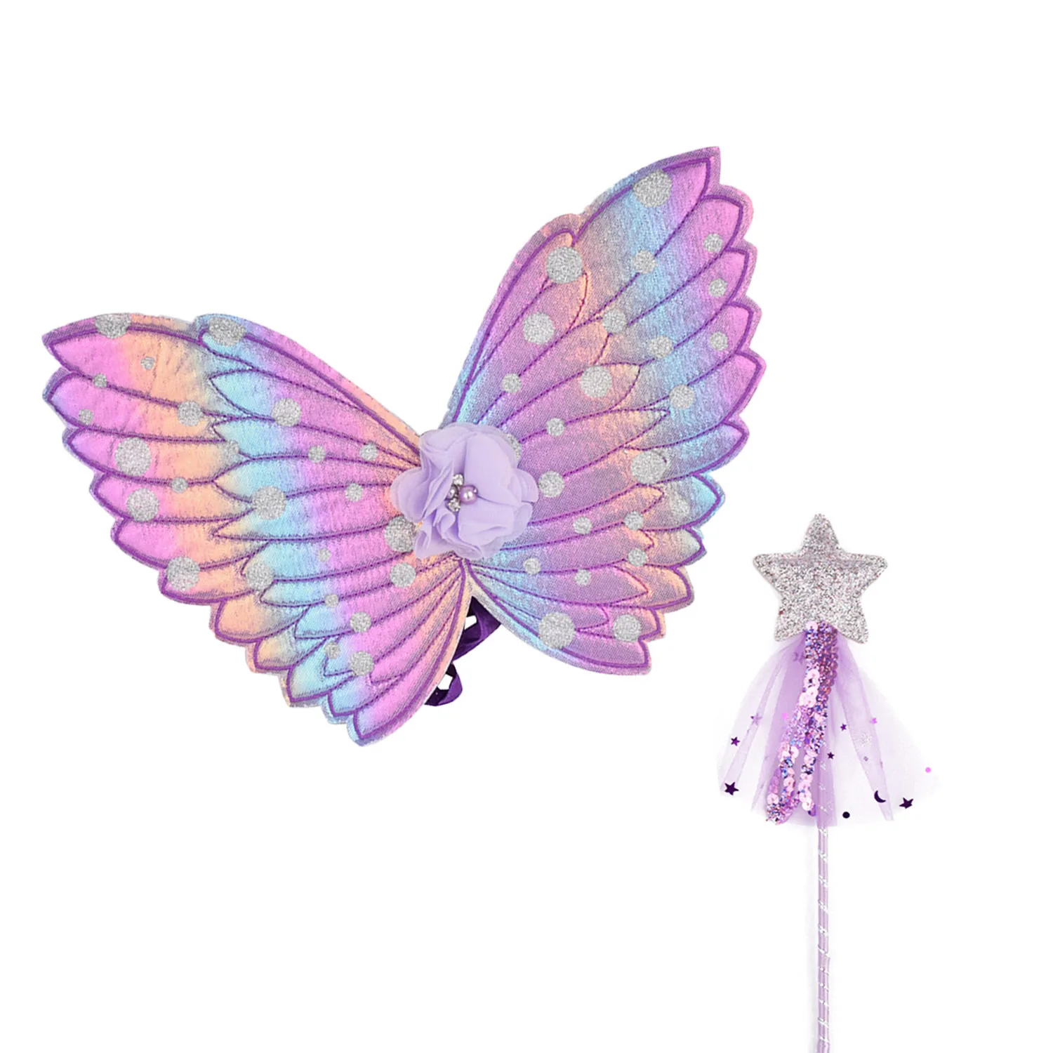 

Cute Children Costumes Performance Props Gradient Color Butterfly Princess Angel Wings Fairy Stick Kids Dress Up Playing Toys