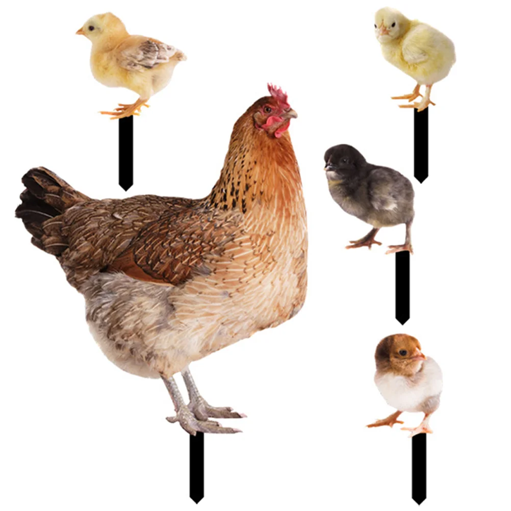 

Hen Chick Ground Plug Ornament Lawn Decoration Chicken Stake Outdoor Adornment Animal Yard Acrylic Garden Insert Yards Sign