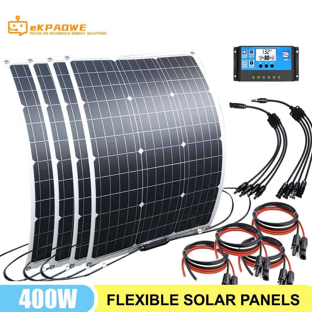 

Flexible Solar Panel 100W 200W 300W 400W 24V 12V Monocrystalline Bendable 100 Watt 18V Semi-Flexible Solar Panels Charger module