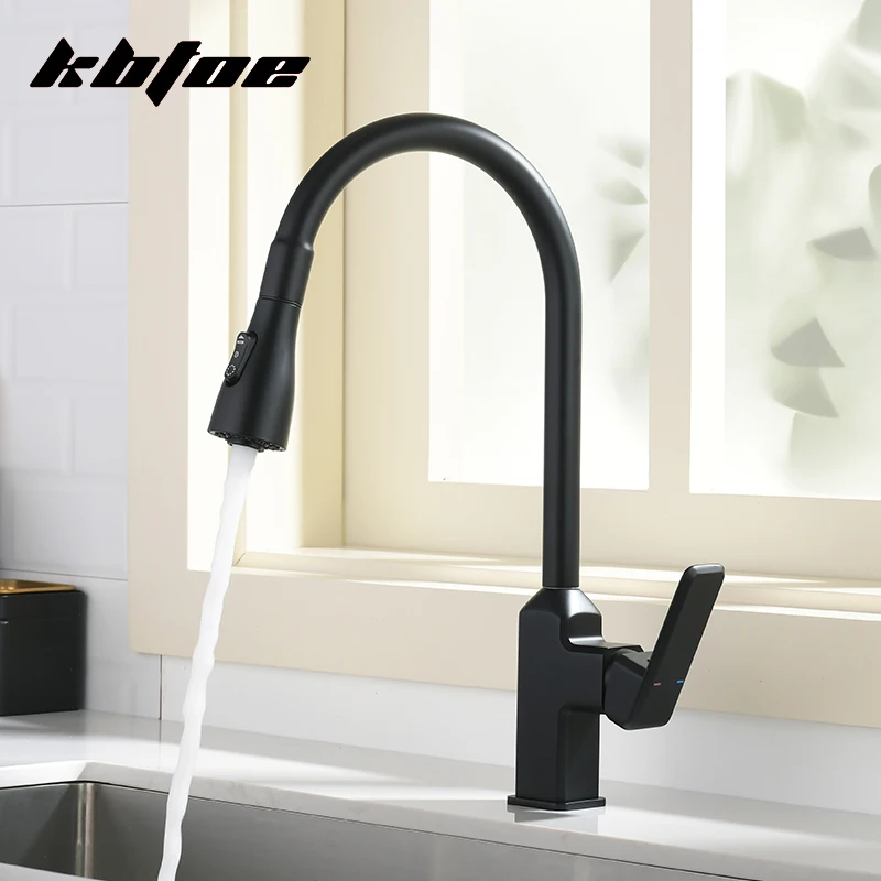Kitchen Faucet Black Pull Out Deck Mounted 360 Rotation Brass Mixer Hot Cold Water Sink Taps Wash Vessel 3 Mode Sprayer Faucet
Kitchen Faucet Black Pull Out Deck Mounted 360 Rotation Brass Mixer Hot Cold Water Sink Taps Wash Vessel 3 Mode Sprayer Faucet