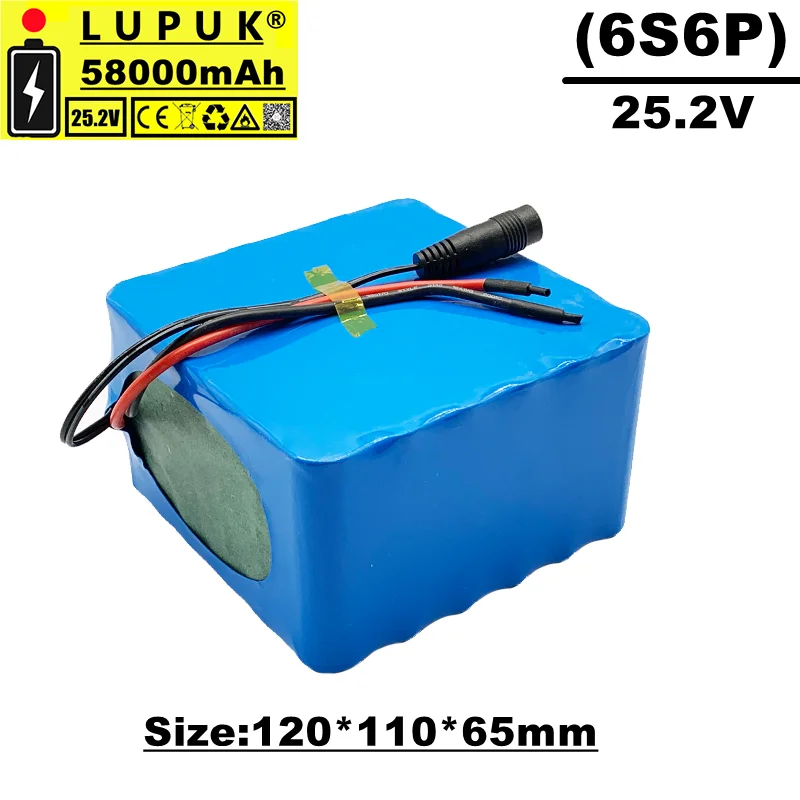 Lupuk-6s6p lithium battery 24v/25.2v 58Ah 350W, built-in BMS, suitable for electric bicycles, electric wheelchairs, motors, etc
Lupuk-6s6p lithium battery 24v/25.2v 58Ah 350W, built-in BMS, suitable for electric bicycles, electric wheelchairs, motors, etc