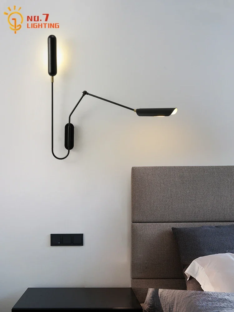 

Дизайнерский Железный настенный светильник в стиле индастриал, Длинные бра с подвижными рычагами для домашнего декора, прикроватное Бра в стиле лофт для гостиной и спальни