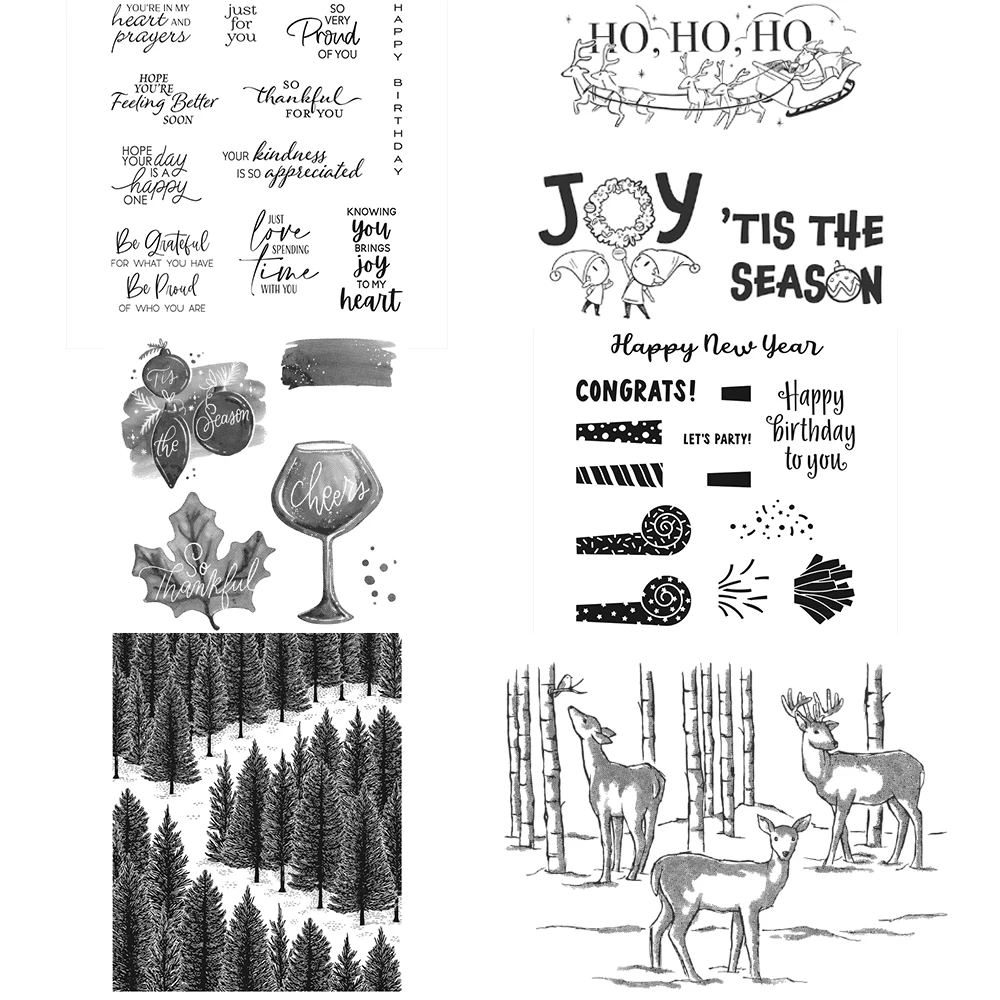 

Jungle Deer Christmas Tree Clear Stamps Wishes Sentiment Stamp For DIY Scrapbooking Paper Photo Album Craft Card Making New 2023