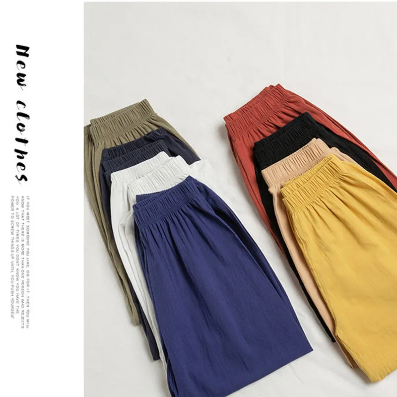 Women Casual Loose Cozy Harem Pants for 2026 New Summer Elastic Waist Beach Linen Pants Solid Color All-match Lantern Trousers 44 S75caec4b2554412fb46fdaf7046550ebU