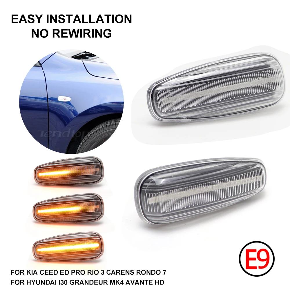 Светодиодный динамический боковой маркер светильник указатели поворота для Kia Ceed Rio 3 Pro Carens Rondo 7 Hyundai i30 Majesty mk4 Avante HD