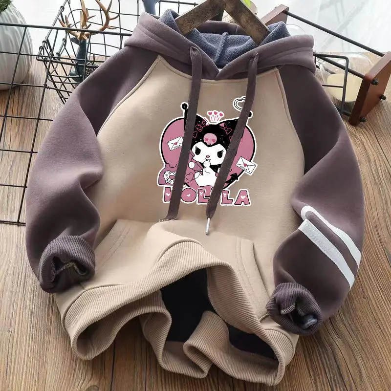 Kawaii Sanrio Kuromi Girls Fleece Hooded Sweatshirt Cartoon Warm Long Sleeve Top Spring Autumn Fashionable Children's Clothing
Kawaii Sanrio Kuromi Girls Fleece Hooded Sweatshirt Cartoon Warm Long Sleeve Top Spring Autumn Fashionable Children's Clothing