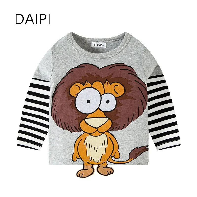 New Boys Clothes Cartoon Animal Print Cotton Children's Clothing Splicing Stripe Long Sleeves Girls Cute T-Shirts
New Boys Clothes Cartoon Animal Print Cotton Children's Clothing Splicing Stripe Long Sleeves Girls Cute T-Shirts