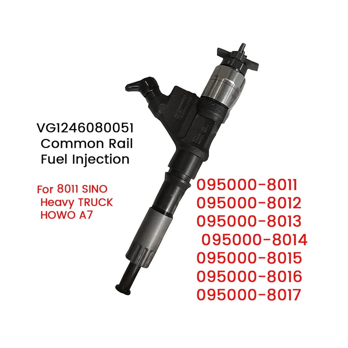 

095000-8011 Diesel Injector for DENSO 8011 SINO Heavy TRUCK HOWO A7 VG1246080051 Common Rail Fuel Injector 0950008011