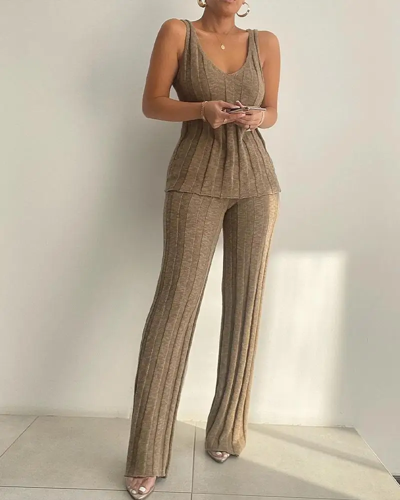 2023 Fashion Casual Women's Two-piece Suit, Solid Color Camisole Undershirt Pants Set
2023 Fashion Casual Women's Two-piece Suit, Solid Color Camisole Undershirt Pants Set