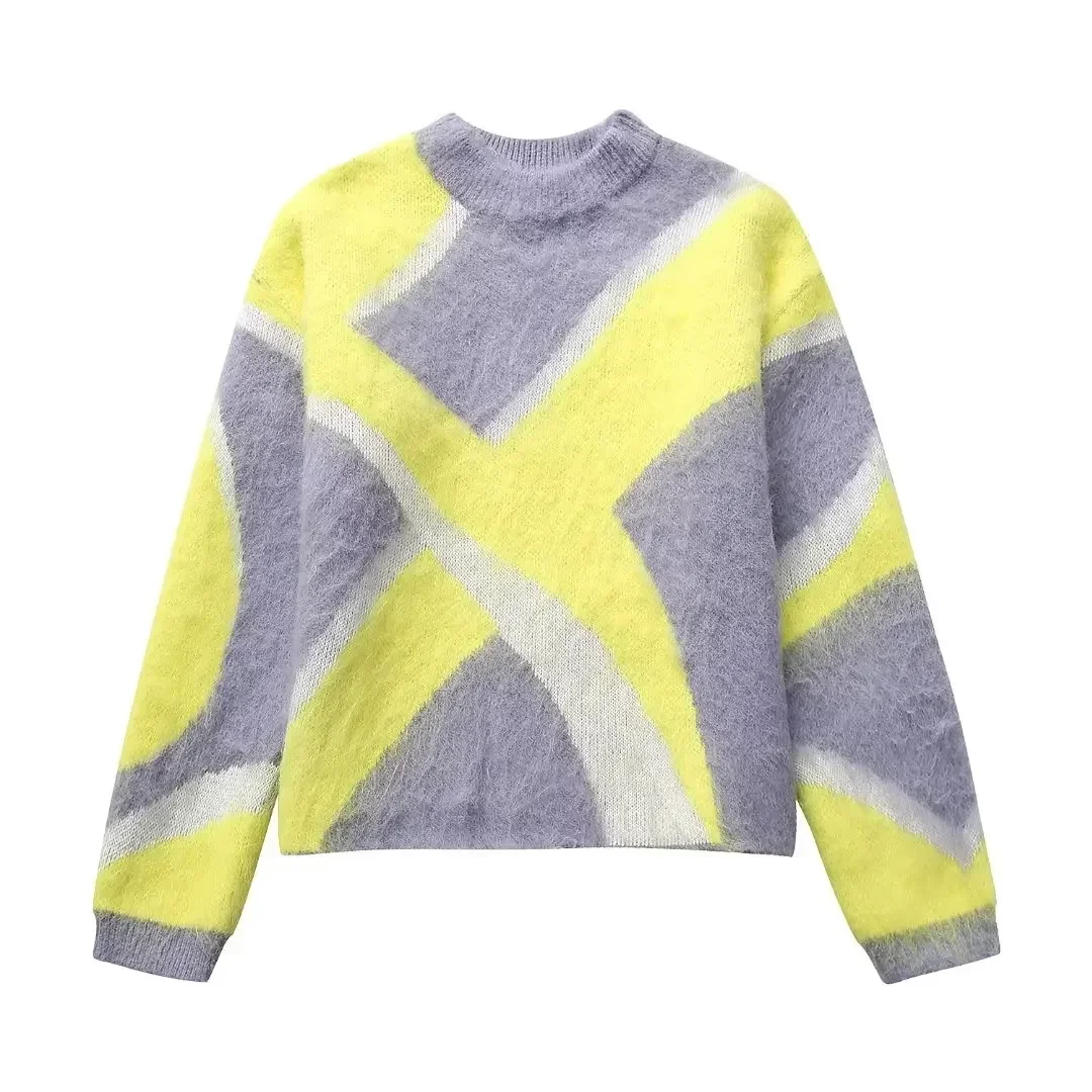Women 2023 New Fashion Scrubbing effect Casual Patchwork Knitted Sweater Vintage O Neck Long Sleeve Female Pullovers Chic Tops
Women 2023 New Fashion Scrubbing effect Casual Patchwork Knitted Sweater Vintage O Neck Long Sleeve Female Pullovers Chic Tops