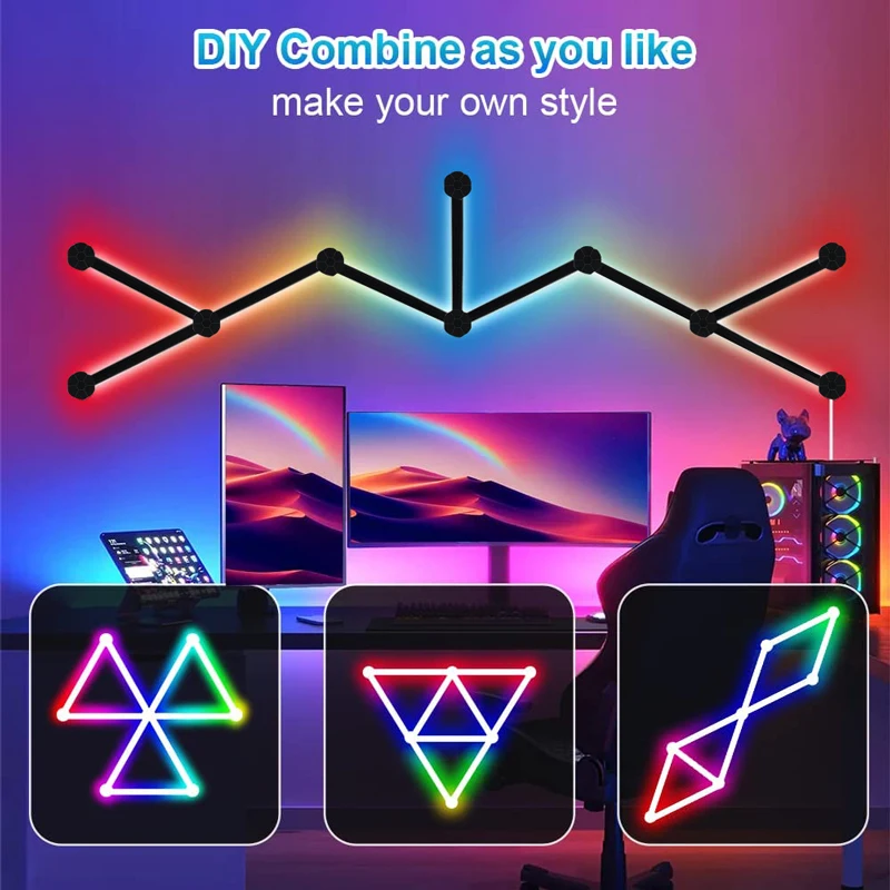 

WIFI Graffiti RGB Splicing Esports Atmosphere Light Bluetooth Connection LED Constellation Quantum Wall Light