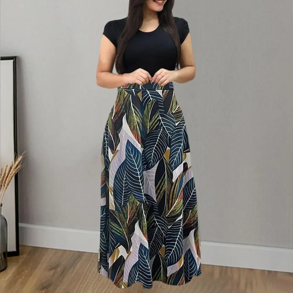 Women Maxi Dress Flower Print Patchwork Short Sleeves O Neck Summer Dress A-line High Waist Breathable Dating Travel Long Dress
Women Maxi Dress Flower Print Patchwork Short Sleeves O Neck Summer Dress A-line High Waist Breathable Dating Travel Long Dress
