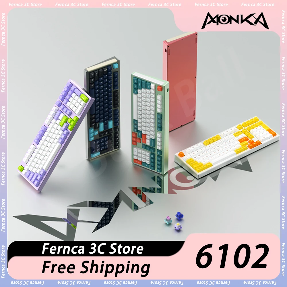 Monka 6102 Mechanical Keyboard Aluminium Alloy Low Delay Dynamic RGB Hot Swap Gaming Keyboard Gasket Pc Gamer Accessories Win
Monka 6102 Mechanical Keyboard Aluminium Alloy Low Delay Dynamic RGB Hot Swap Gaming Keyboard Gasket Pc Gamer Accessories Win