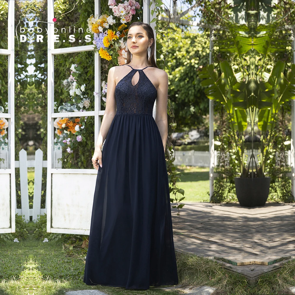 BABYONLINE Long Maxi Prom Dress Sleeveless Halter Neckline Chiffon Skirt with Lace Bodice Illusion V-Back Formal Party Dress
BABYONLINE Long Maxi Prom Dress Sleeveless Halter Neckline Chiffon Skirt with Lace Bodice Illusion V-Back Formal Party Dress