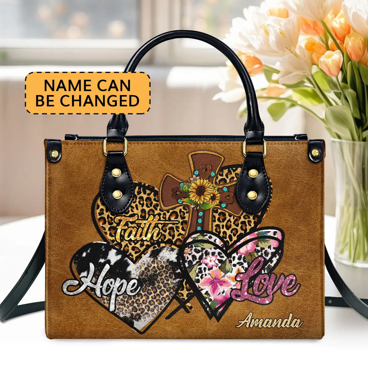 

Sunflower Leopard Love Pattern Women Shopping Handbag Brand Design Convenient Storage Internal Pocket Crossbody Bag Female New