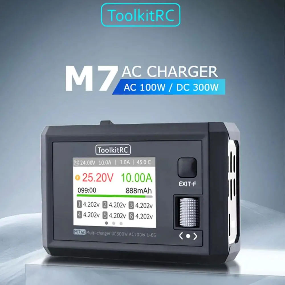 NEW ToolkitRC M7AC 100W AC / 300W DC Input XT60 XT30 Output 2-6S Lithium Battery Balance Charger for Model Aircraft Drone Charge
NEW ToolkitRC M7AC 100W AC / 300W DC Input XT60 XT30 Output 2-6S Lithium Battery Balance Charger for Model Aircraft Drone Charge