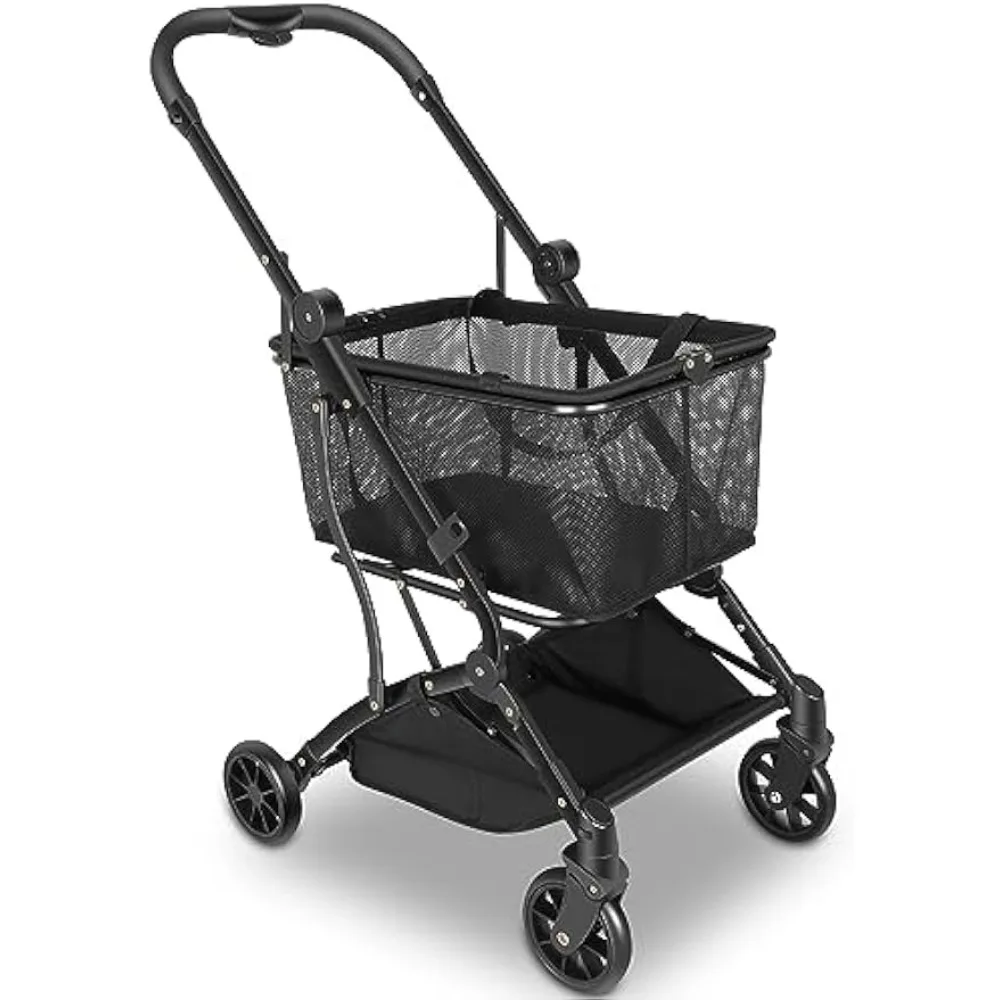 

Shopping Cart Collapsible Utility Trolley Cart Features up 60 lbs Total Weight Capacity, Stylish Detachable Carry Bag