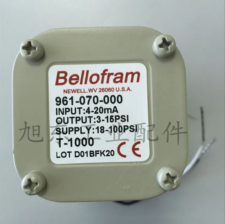 

Original Imported Bellofanm T-1000 Electrical Proportional Valve Electro-pneumatic Converter 961-070-000 from the United States