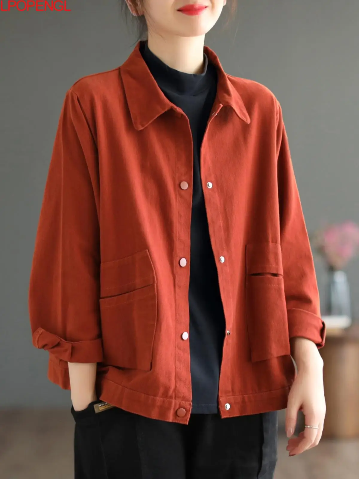 Spring And Autumn Vintage Coat Women's New Solid Casual Long Sleeve Turn Down Collar Single Breaked Streetwear Wide-waisted Top
Spring And Autumn Vintage Coat Women's New Solid Casual Long Sleeve Turn Down Collar Single Breaked Streetwear Wide-waisted Top