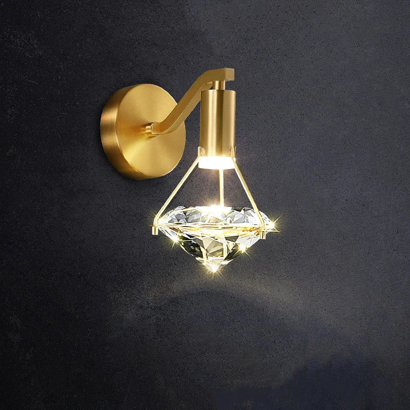 

Хрустальный Алмазный настенный светильник, декор для ванной комнаты, настенное бра, роскошное женское золотистое Внутреннее освещение для спальни, гостиной, комнаты