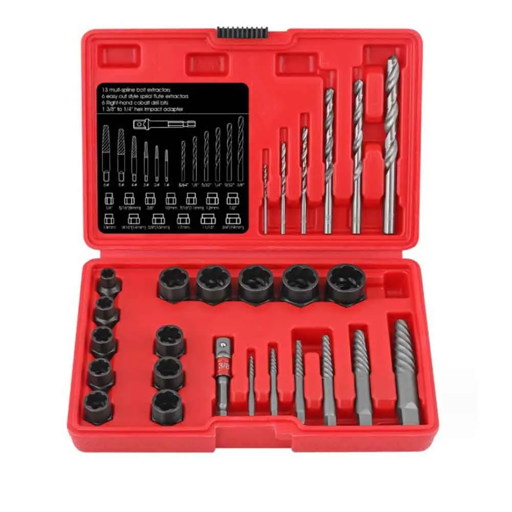 26Pcs Damaged Screw Extractor Drill Bit Set Stripped Easily Take Out Broken Screw Bolt Remover Extractor Demolition Tools
26Pcs Damaged Screw Extractor Drill Bit Set Stripped Easily Take Out Broken Screw Bolt Remover Extractor Demolition Tools