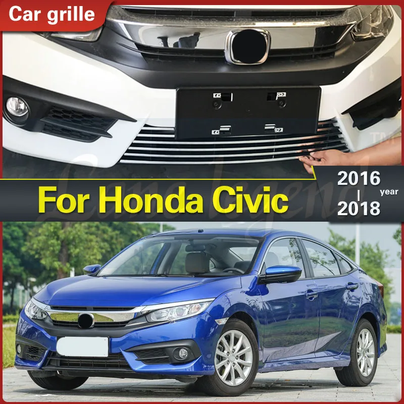 For Honda Civic 2016 2017 2018 High-quality Stainless Steel Front Bottom Grill Cover Grilles Trim Cover Car Grille Body Kit
For Honda Civic 2016 2017 2018 High-quality Stainless Steel Front Bottom Grill Cover Grilles Trim Cover Car Grille Body Kit