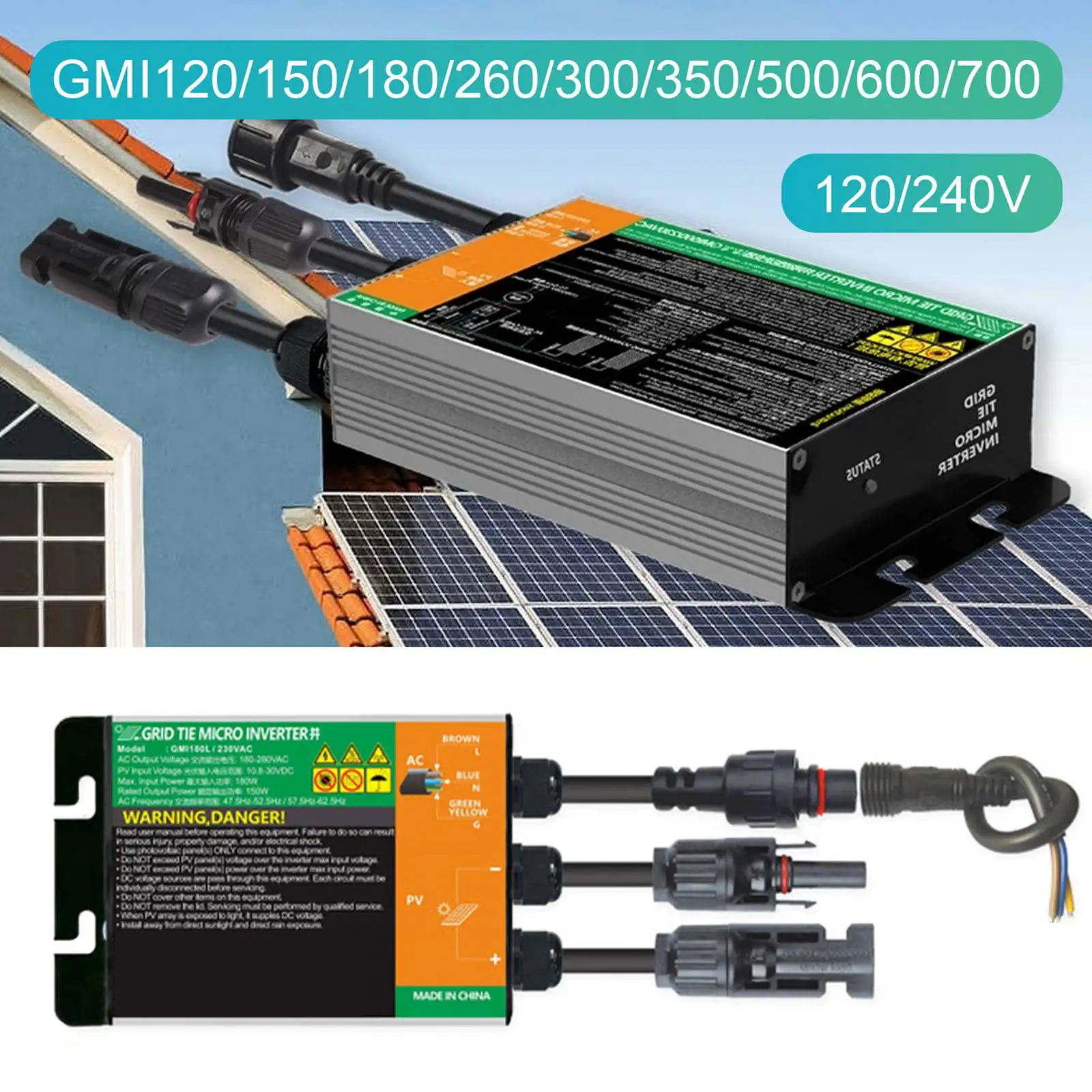 100W GMI-series Solar Micro Inverter MPPT Grid Tie Inverter Pure Sine Wave Inverter 10.8-30V 120v 230V 50HZ 60HZ
100W GMI-series Solar Micro Inverter MPPT Grid Tie Inverter Pure Sine Wave Inverter 10.8-30V 120v 230V 50HZ 60HZ